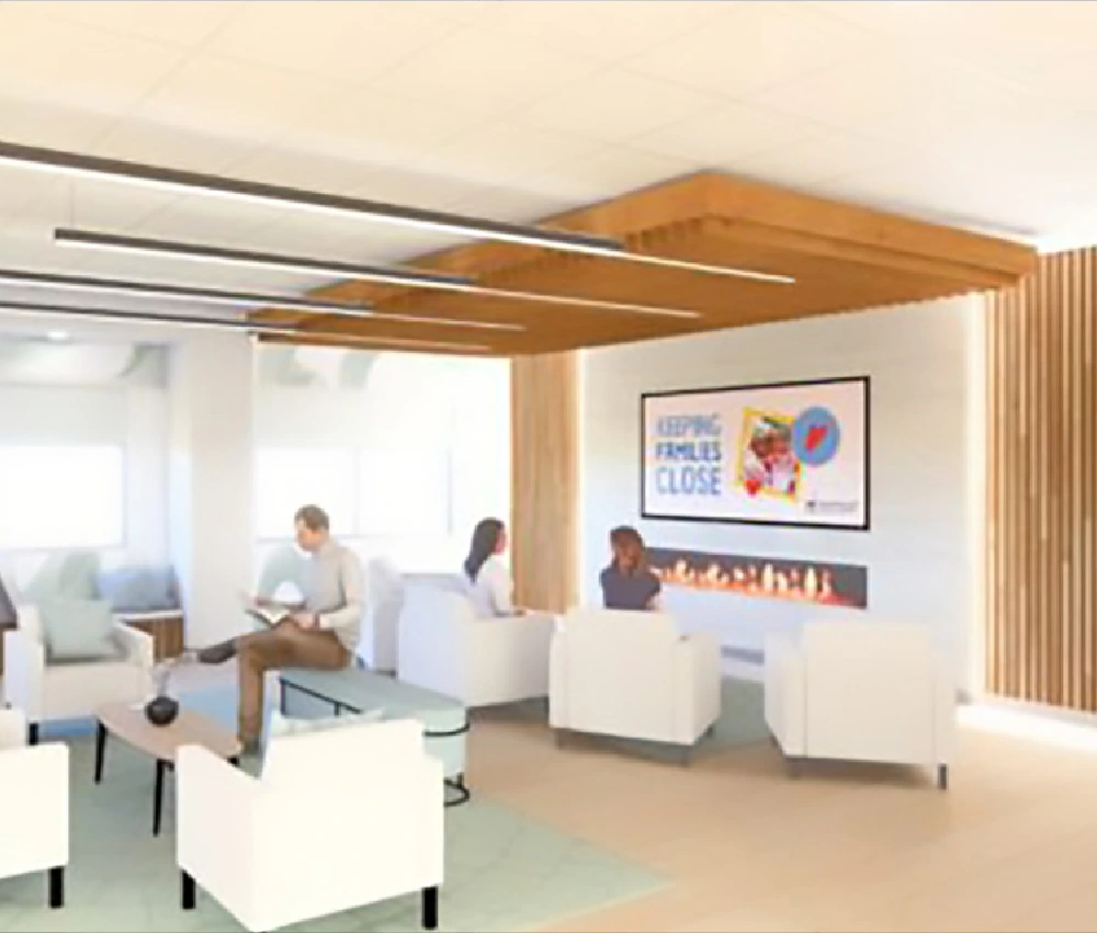 Ronald McDonald House Family Room in St. Francis Medical Center rendering
