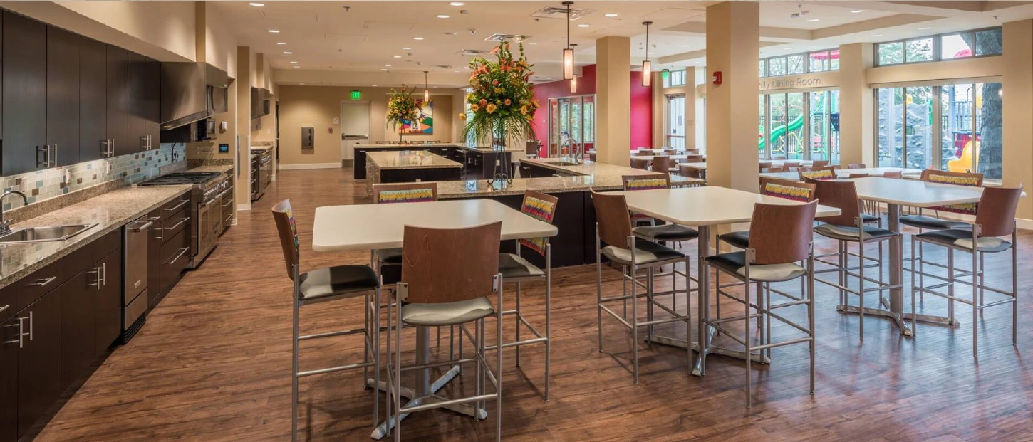 dining room and kitchen area