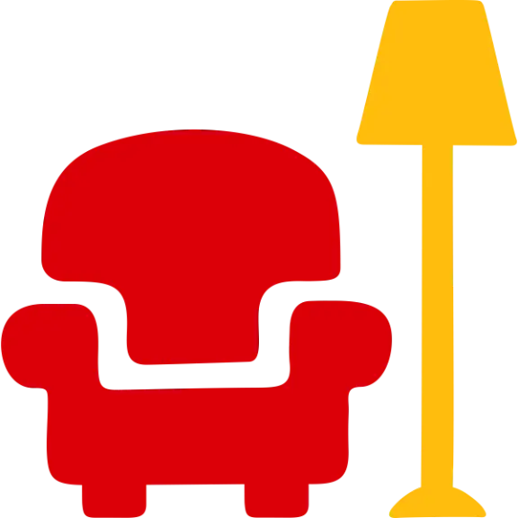 Hand drawn icon of chair with lamp